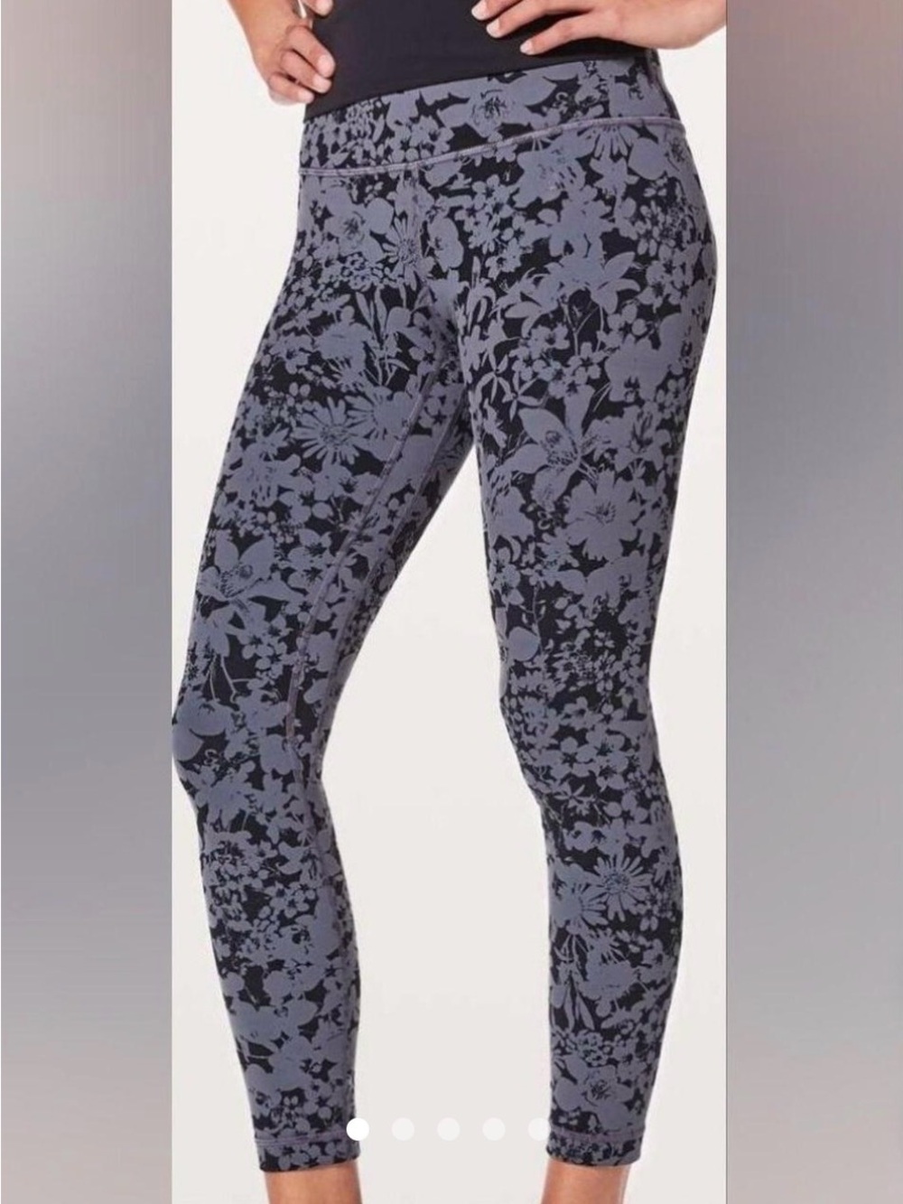 Lululemon Gray Floral Print High-Waist Leggings